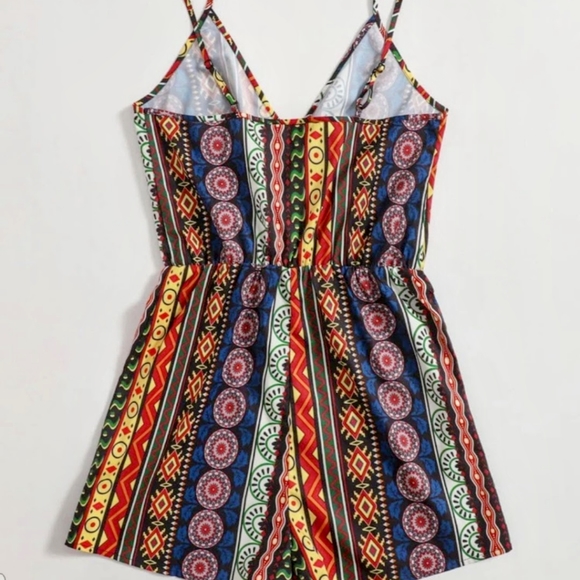 Tribal printed cani style women's shirt rompers - Picture 2 of 3